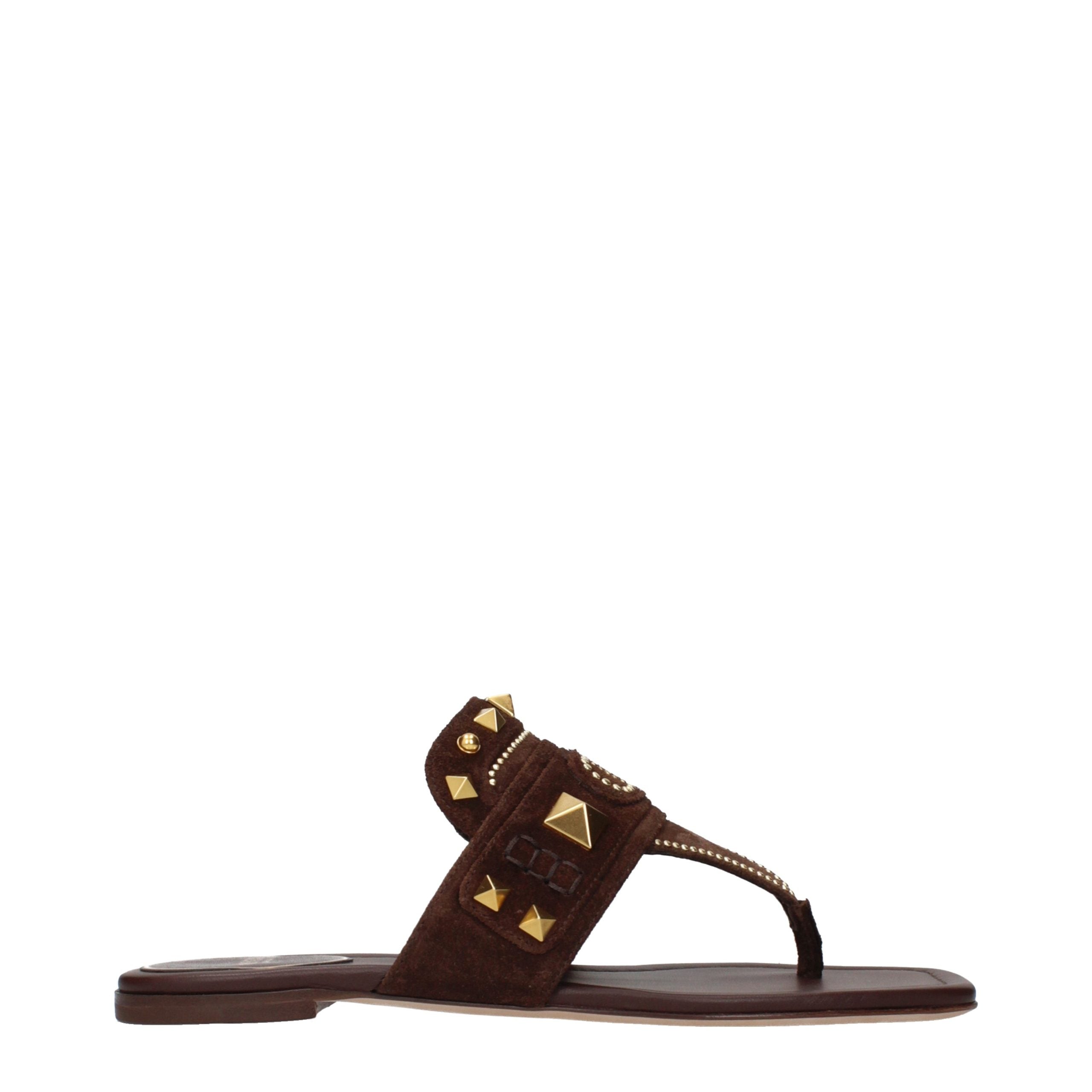 Sandales tongs Valentino Garavani en cuir marron