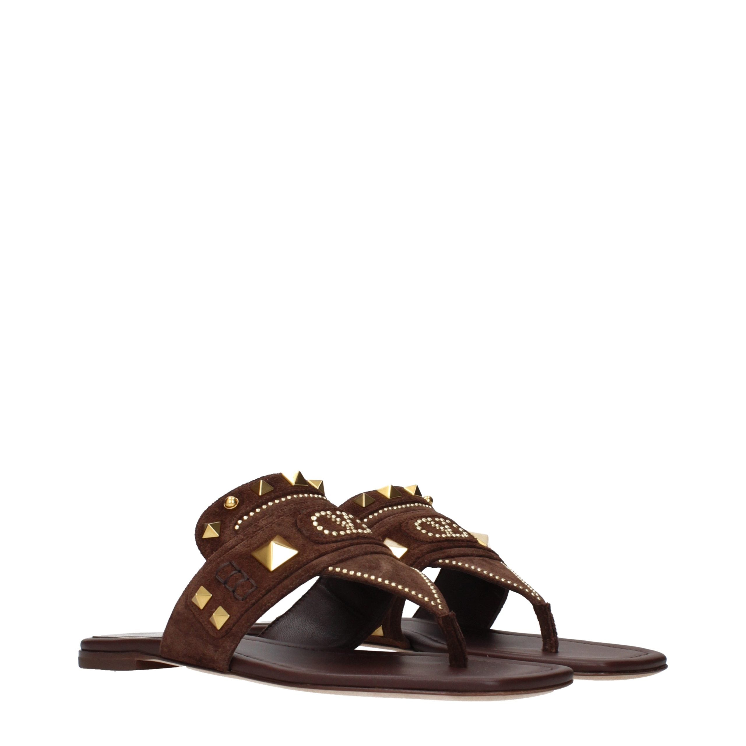 Sandales tongs Valentino Garavani en cuir marron