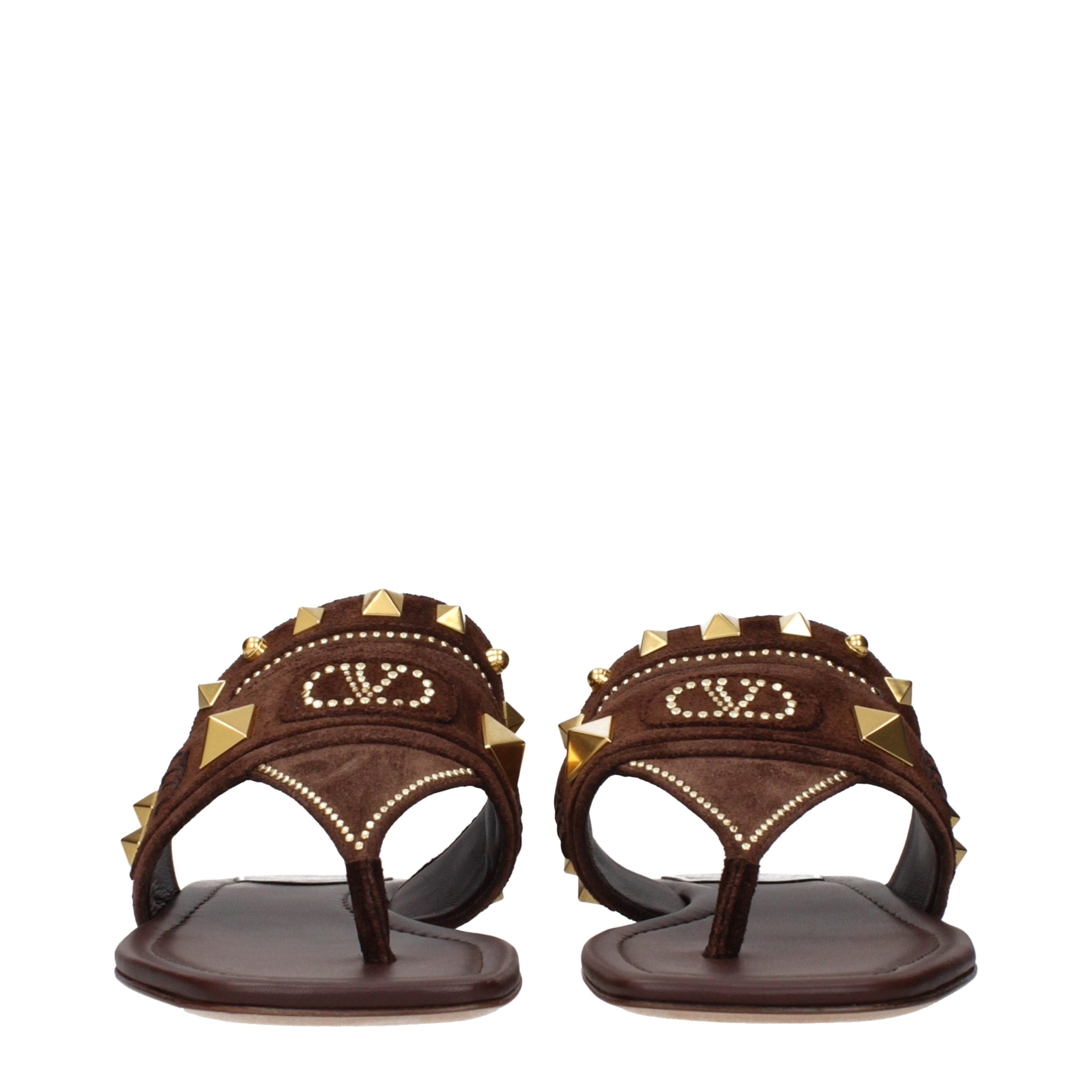 Sandales tongs Valentino Garavani en cuir marron