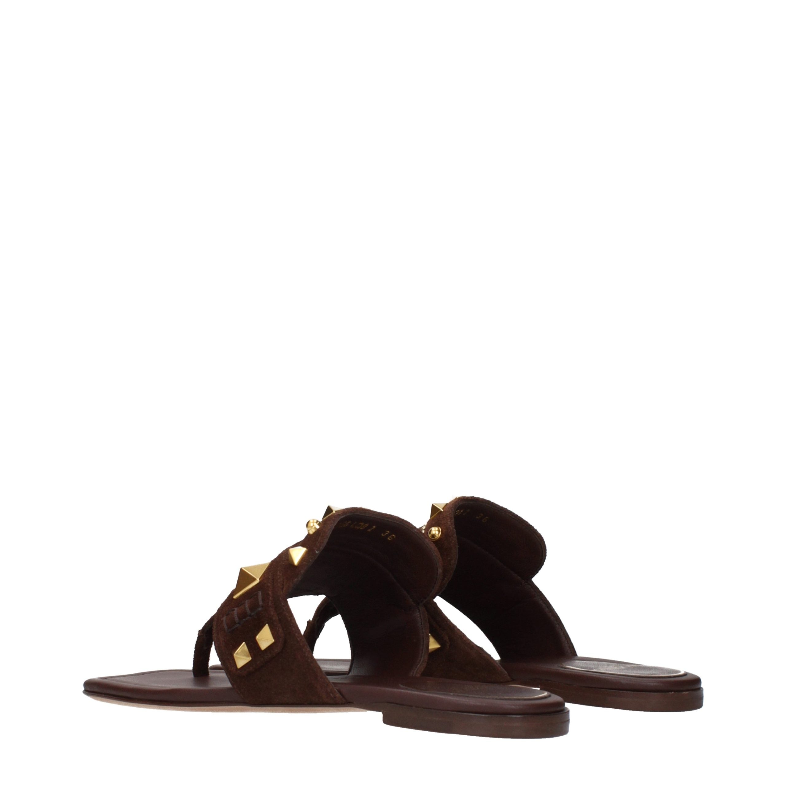 Sandales tongs Valentino Garavani en cuir marron