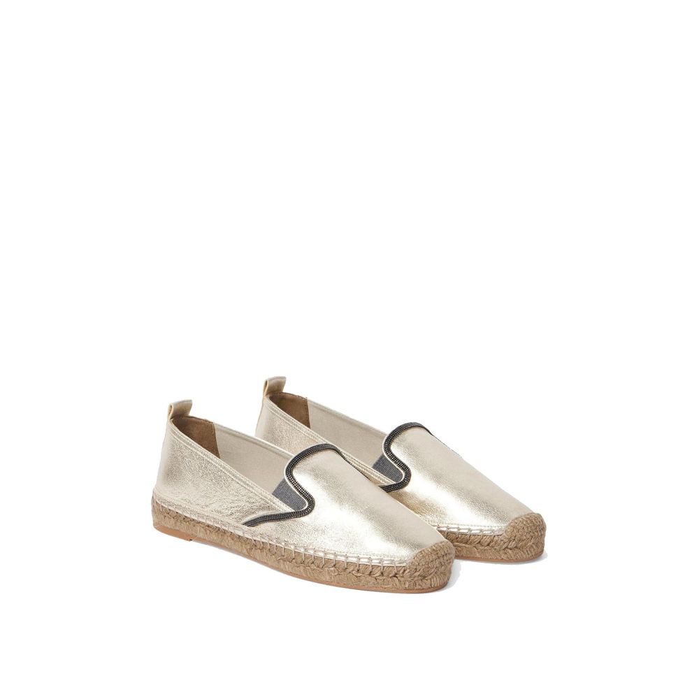 Espadrilles en cuir doré Brunello Cucinelli