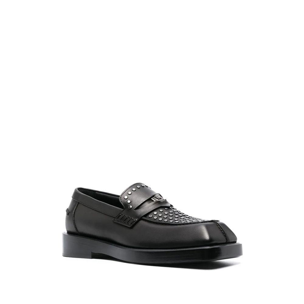 Mocassini slip-on neri in pelle Versace