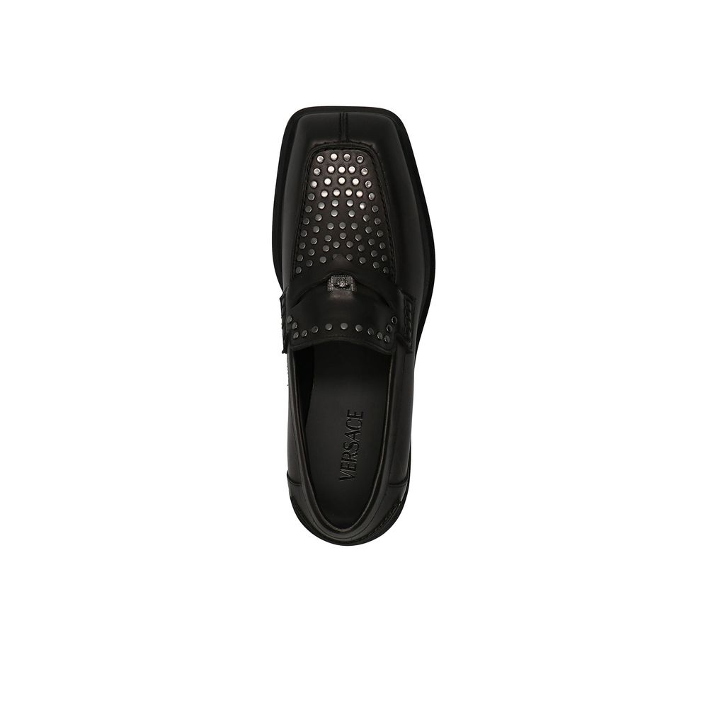 Mocassini slip-on neri in pelle Versace