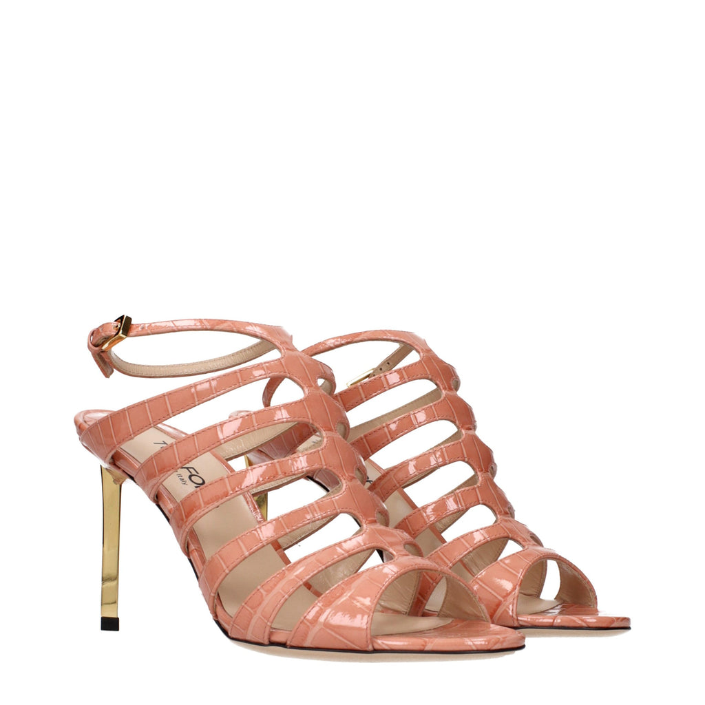 Sandales à talons aiguilles en cuir rose Tom Ford