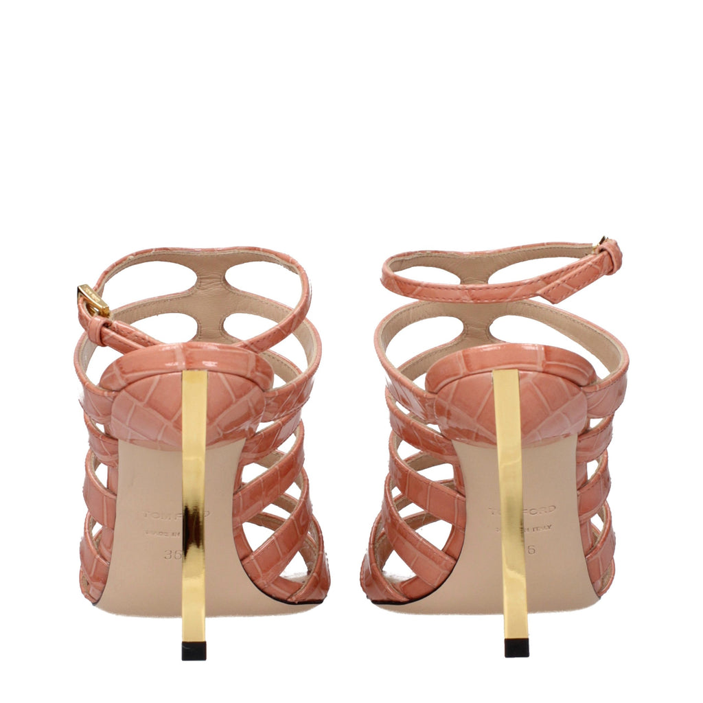 Sandales à talons aiguilles en cuir rose Tom Ford