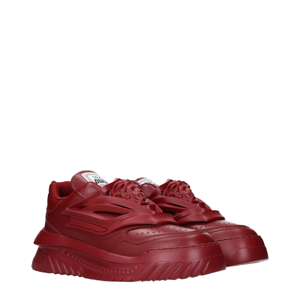 Baskets épaisses en cuir rouge Versace