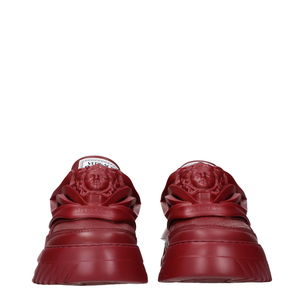 Baskets épaisses en cuir rouge Versace