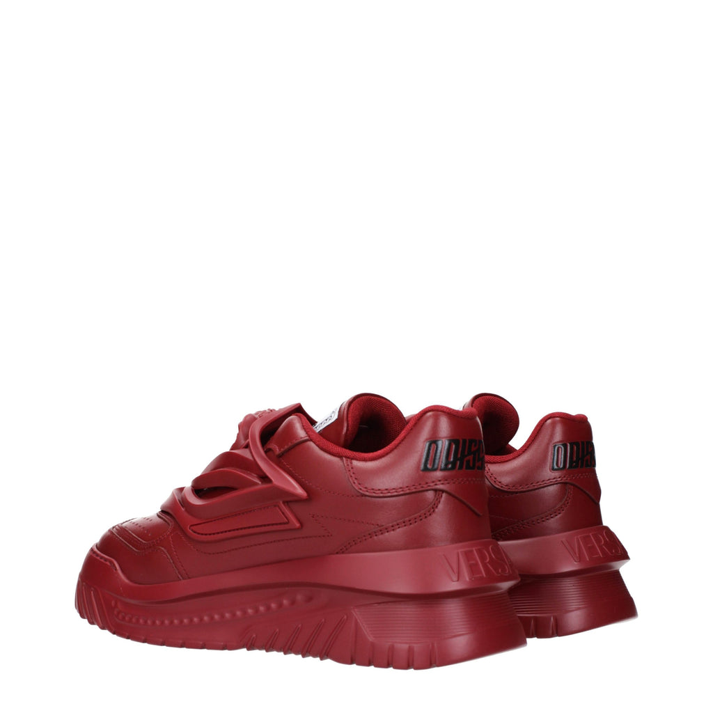 Baskets épaisses en cuir rouge Versace