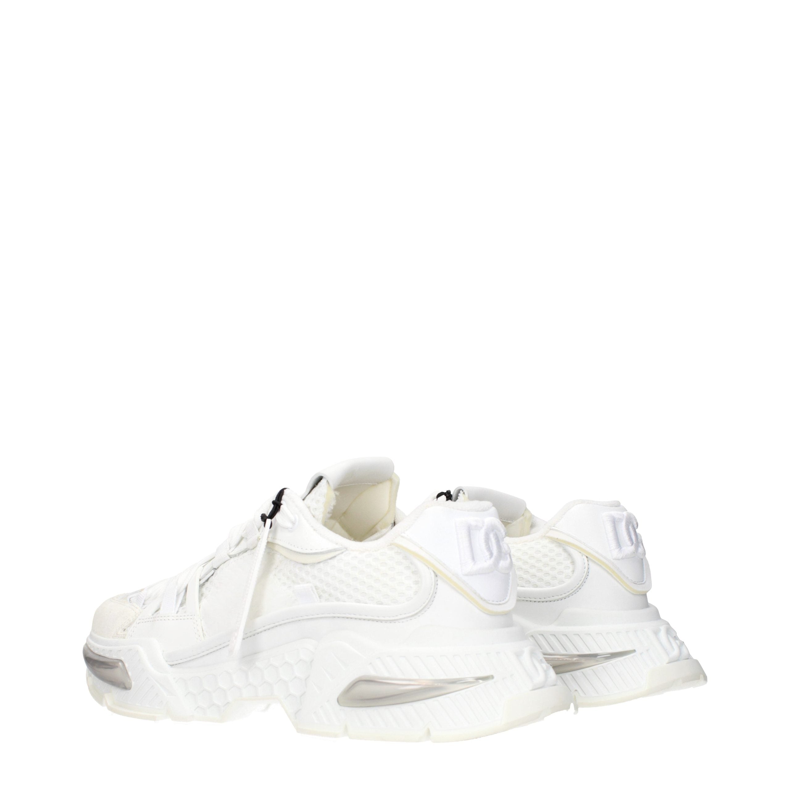 Dolce & Gabbana White Fabric Athletic Sneakers