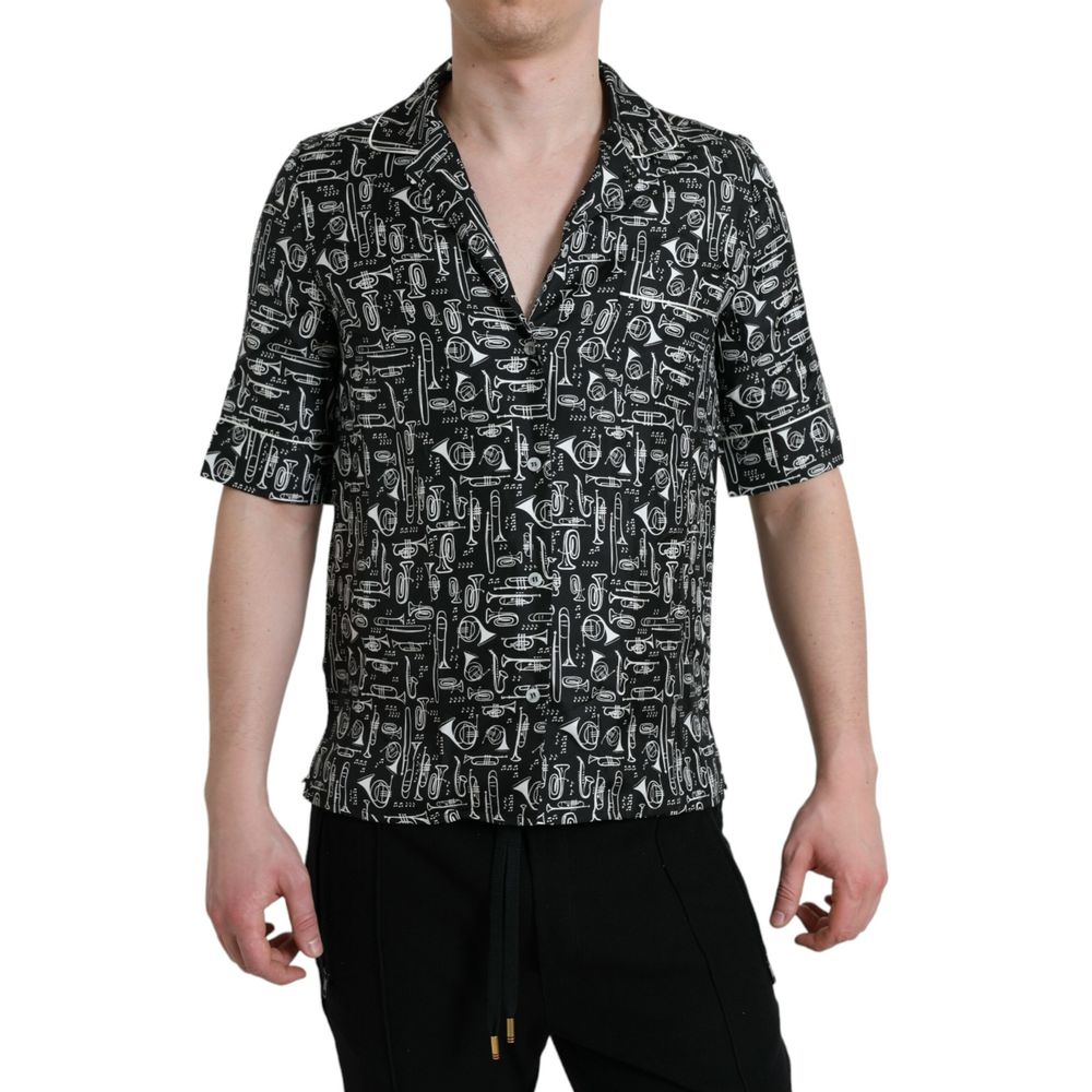 Chemise Dolce & Gabbana noire en soie à manches courtes