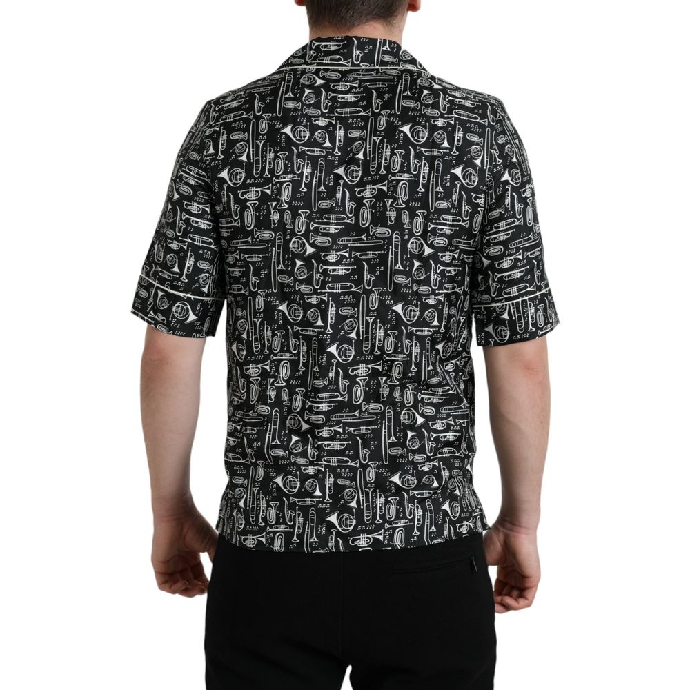 Chemise Dolce & Gabbana noire en soie à manches courtes