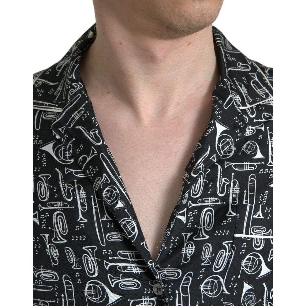 Chemise Dolce & Gabbana noire en soie à manches courtes