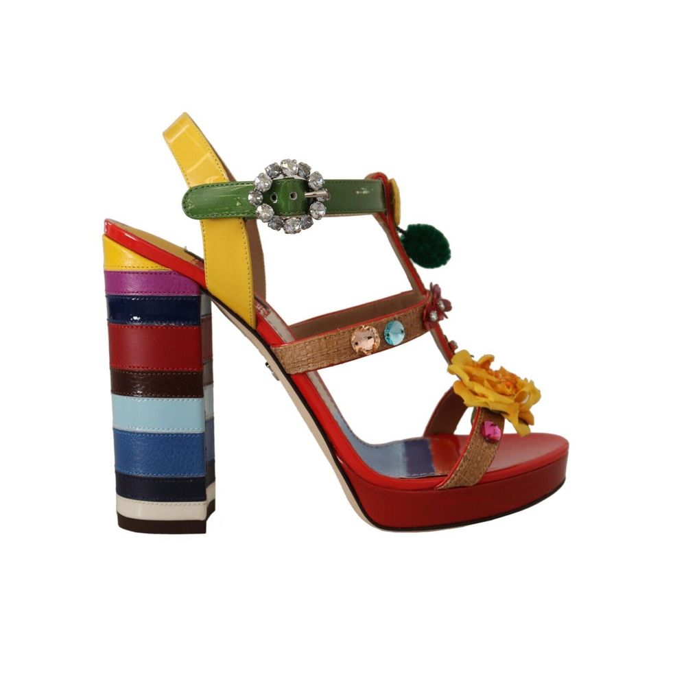 Sandales compensées multicolores en coton Dolce & Gabbana