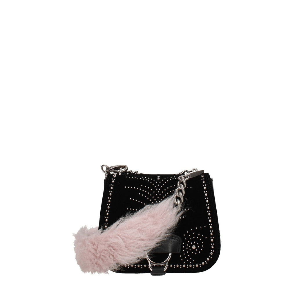 Sac porté épaule en fourrure rose Miu Miu