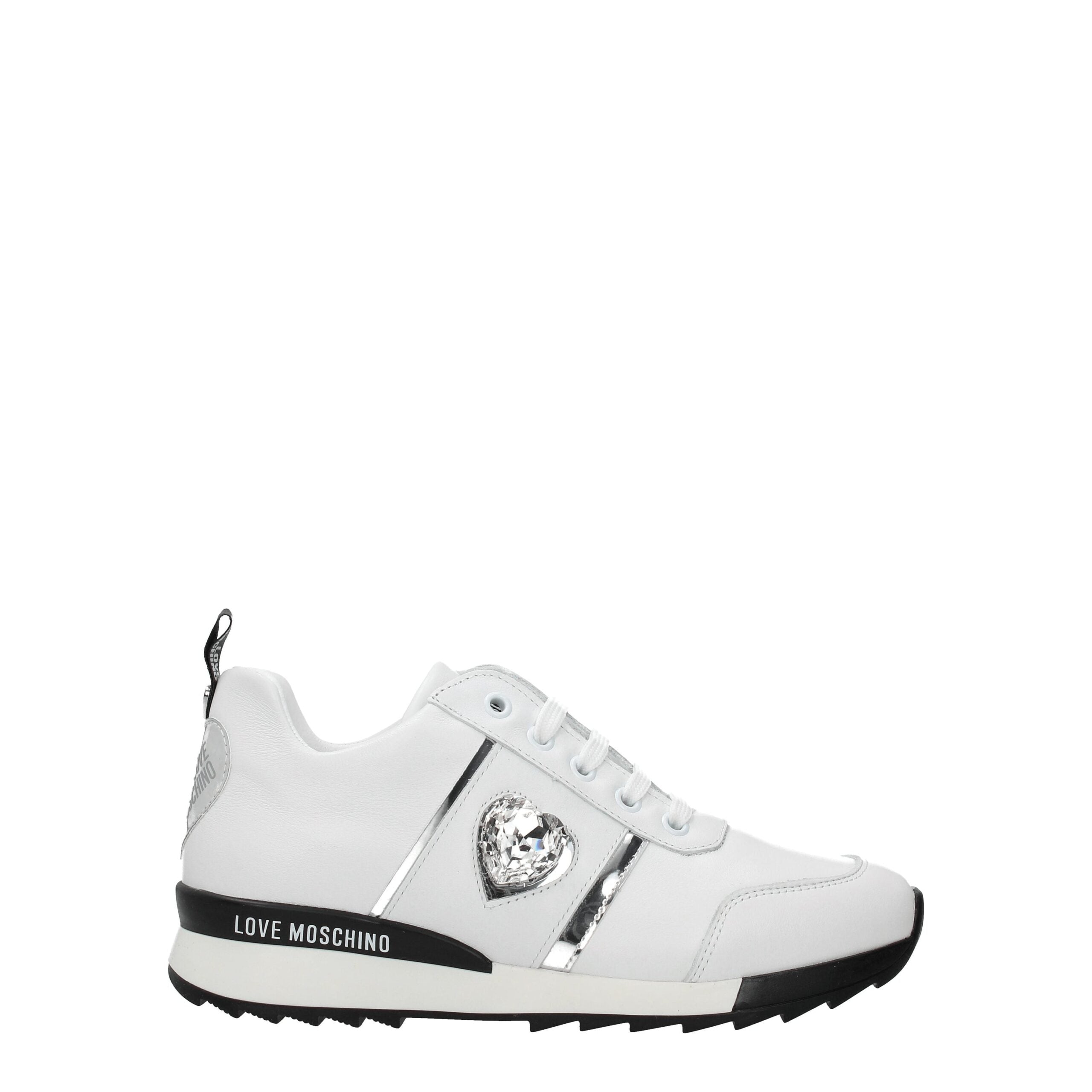Love Moschino Baskets basses en cuir blanc