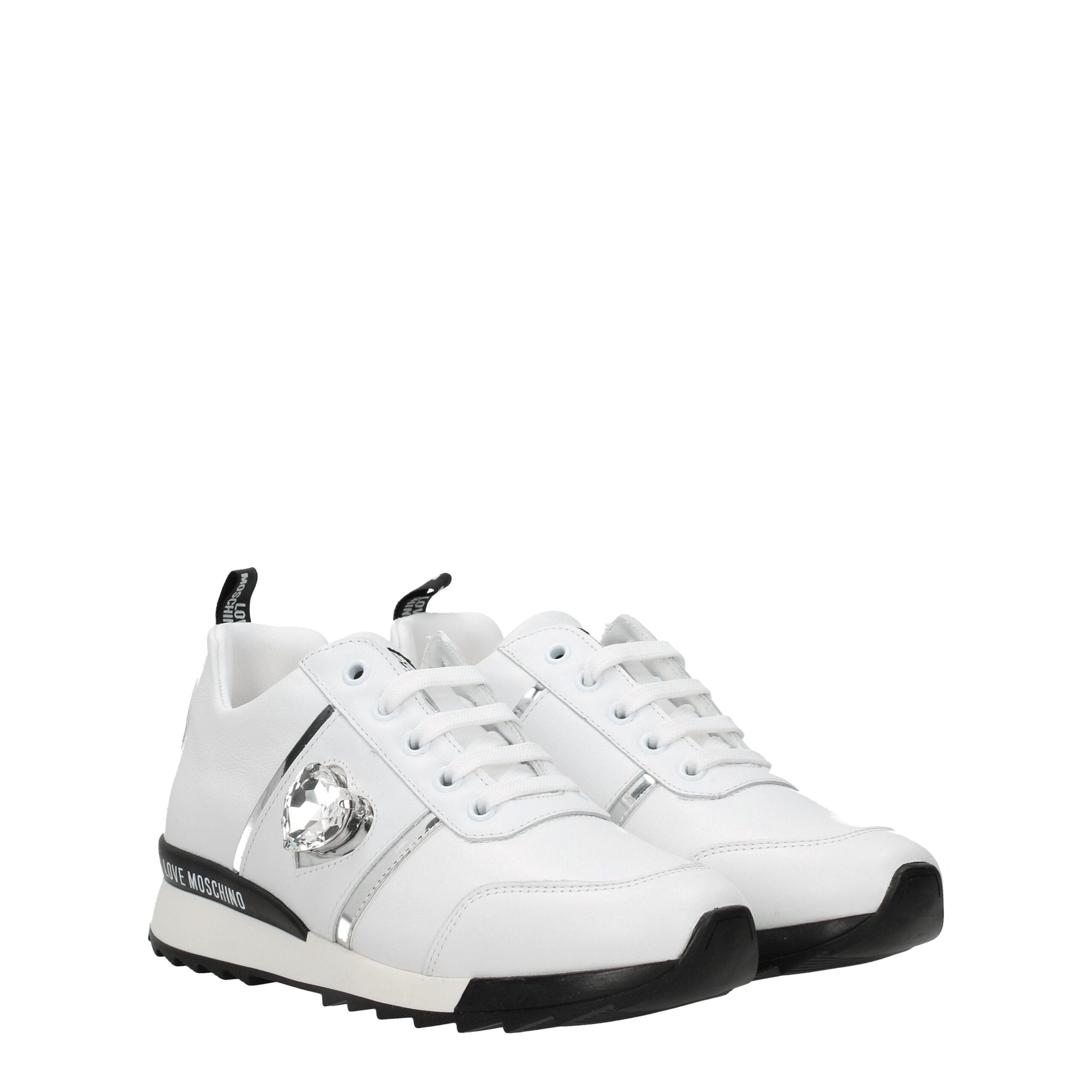 Love Moschino Baskets basses en cuir blanc