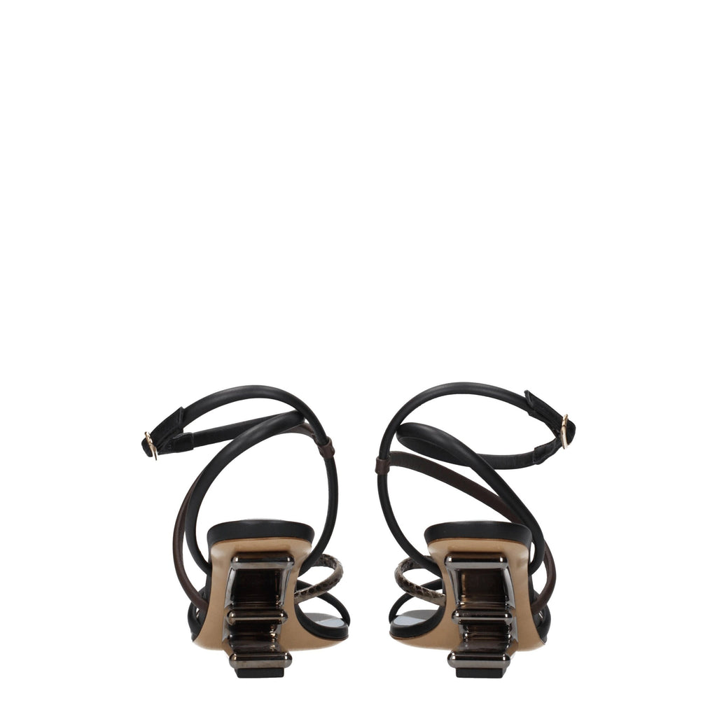 Fendi Multicolor Leather Flat Sandals