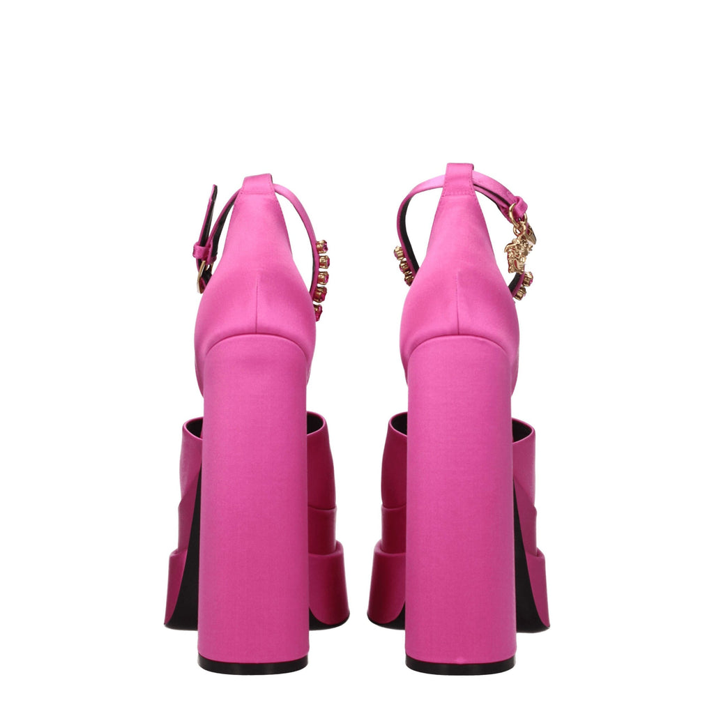 Versace Pink Satin Platform Sandals