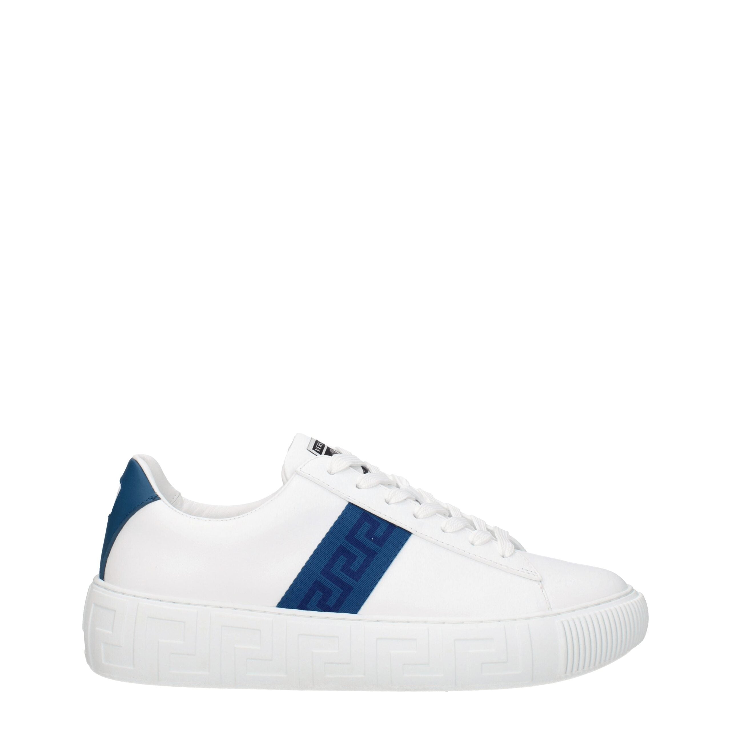 Baskets basses en cuir blanc Versace
