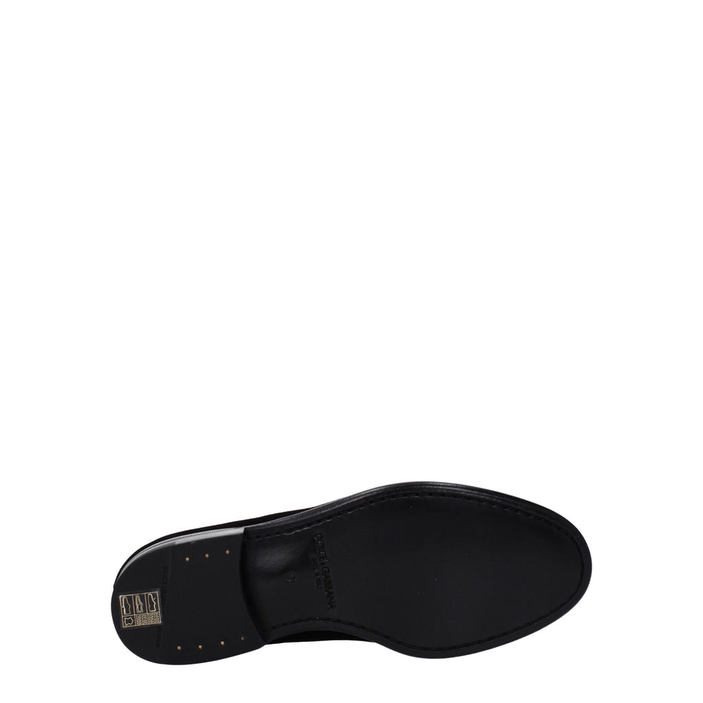 Mocassins à enfiler en velours noir Dolce & Gabbana