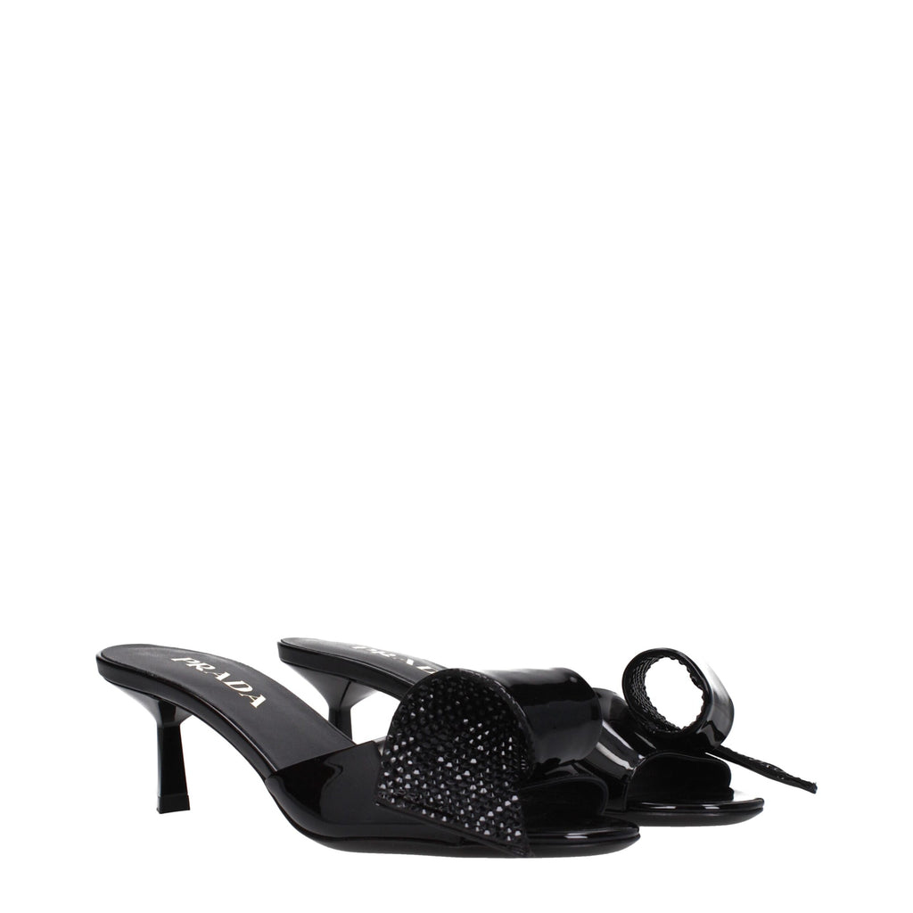 Prada Black Leather Sandals