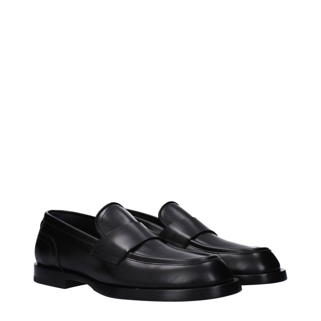 Mocassins à enfiler en cuir noir Dolce & Gabbana