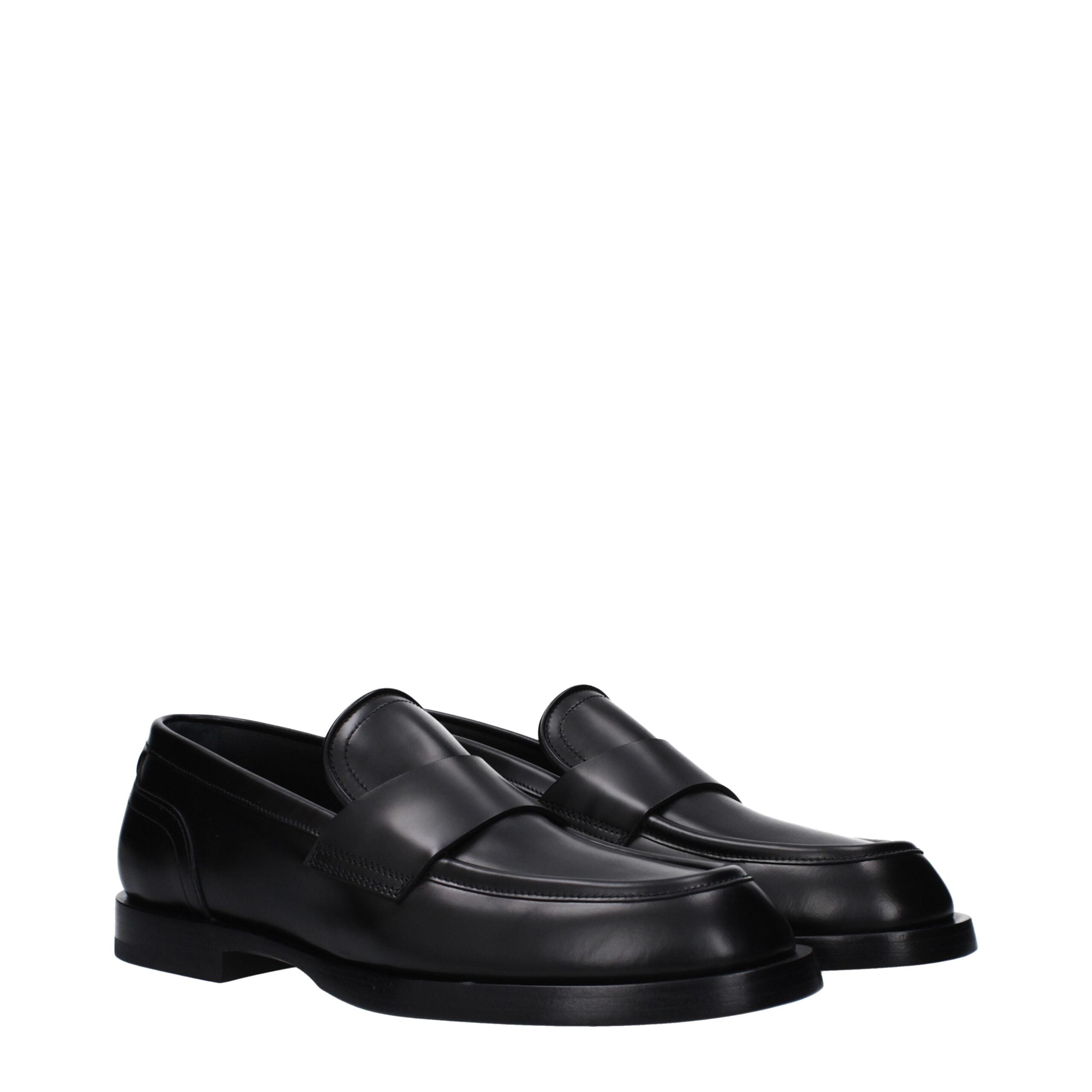 Mocassins à enfiler en cuir noir Dolce & Gabbana
