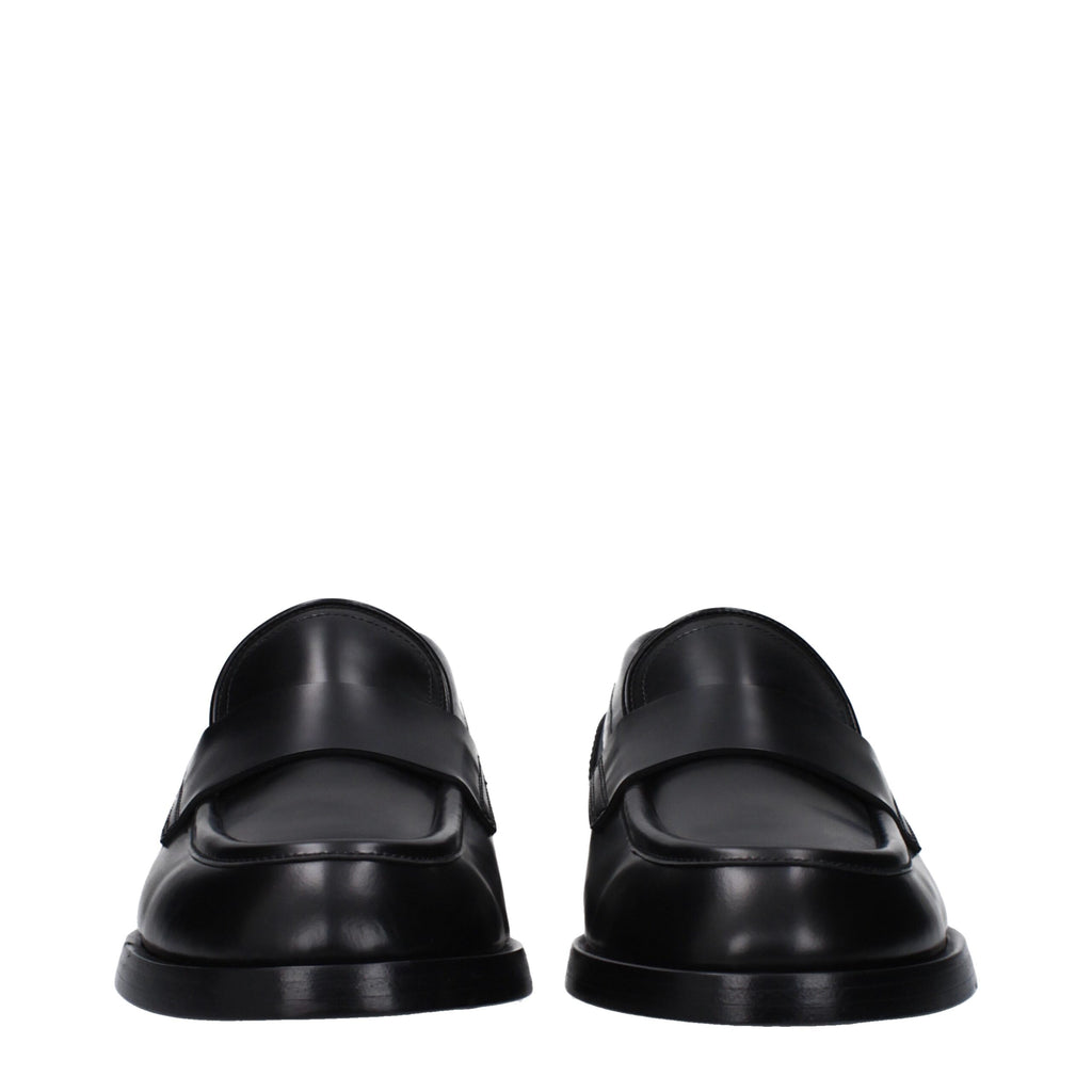 Mocassins à enfiler en cuir noir Dolce & Gabbana