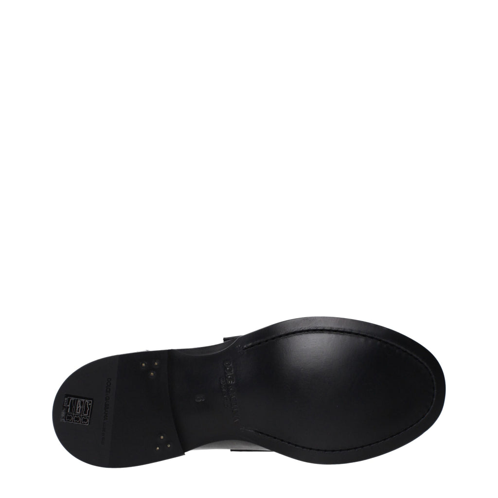 Mocassins à enfiler en cuir noir Dolce & Gabbana