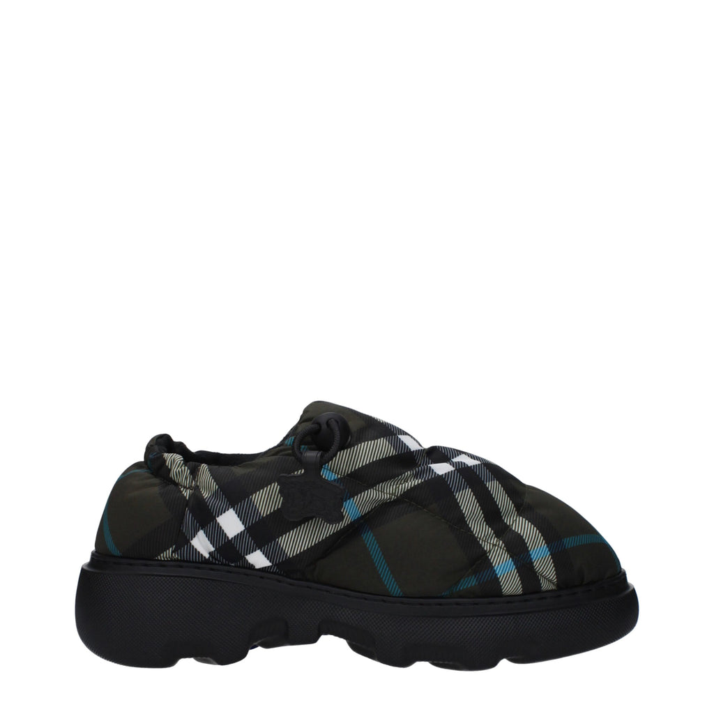 Burberry Green Fabric Slip-On Loafers