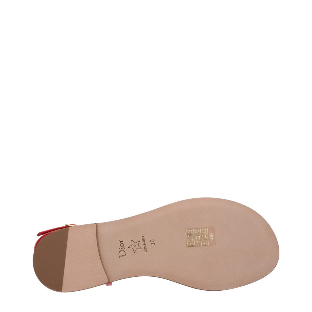 Sandales Tongs en Cuir Rose Christian Dior