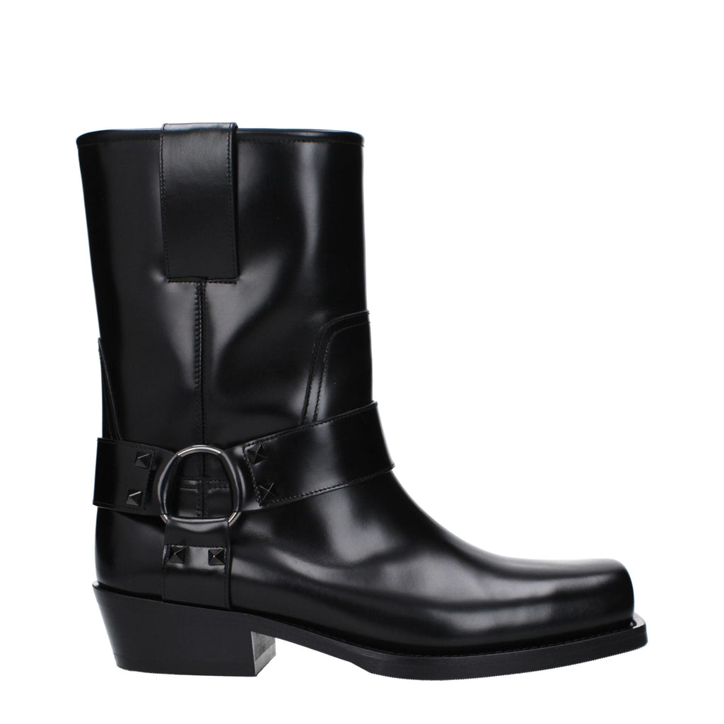 Bottines en cuir noir Valentino Garavani