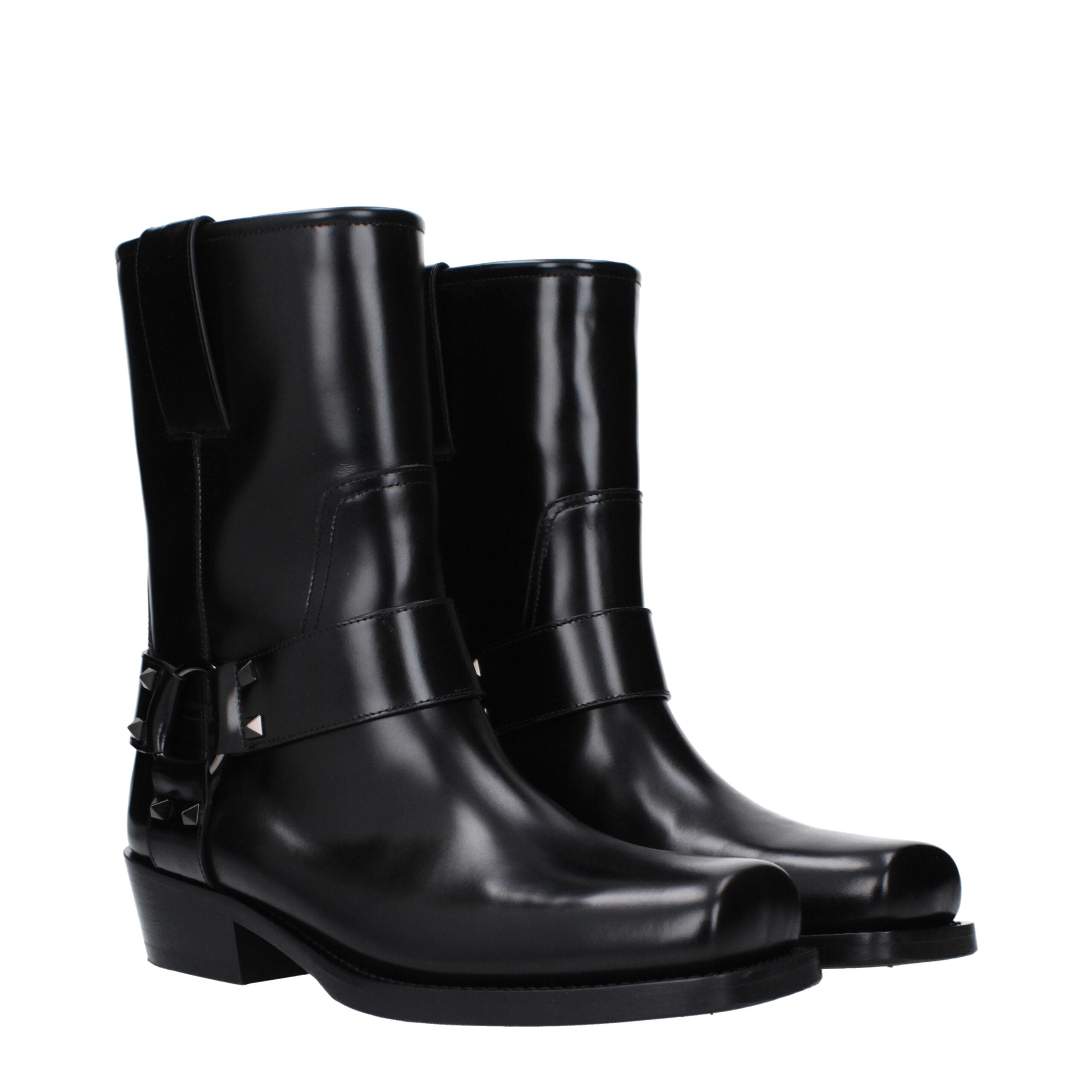 Bottines en cuir noir Valentino Garavani