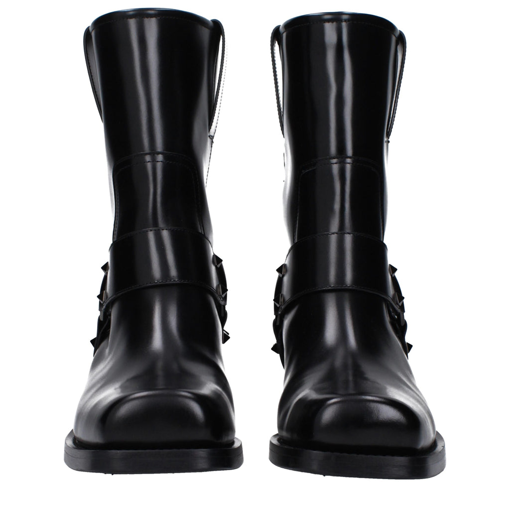 Bottines en cuir noir Valentino Garavani