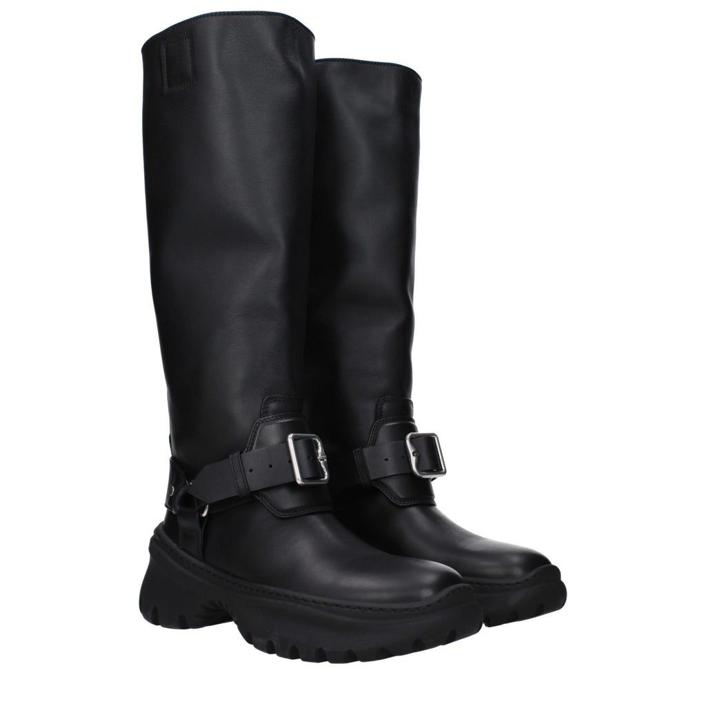 Bottes Burberry en cuir noir