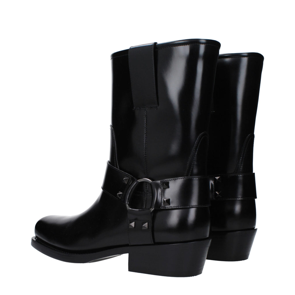 Bottines en cuir noir Valentino Garavani