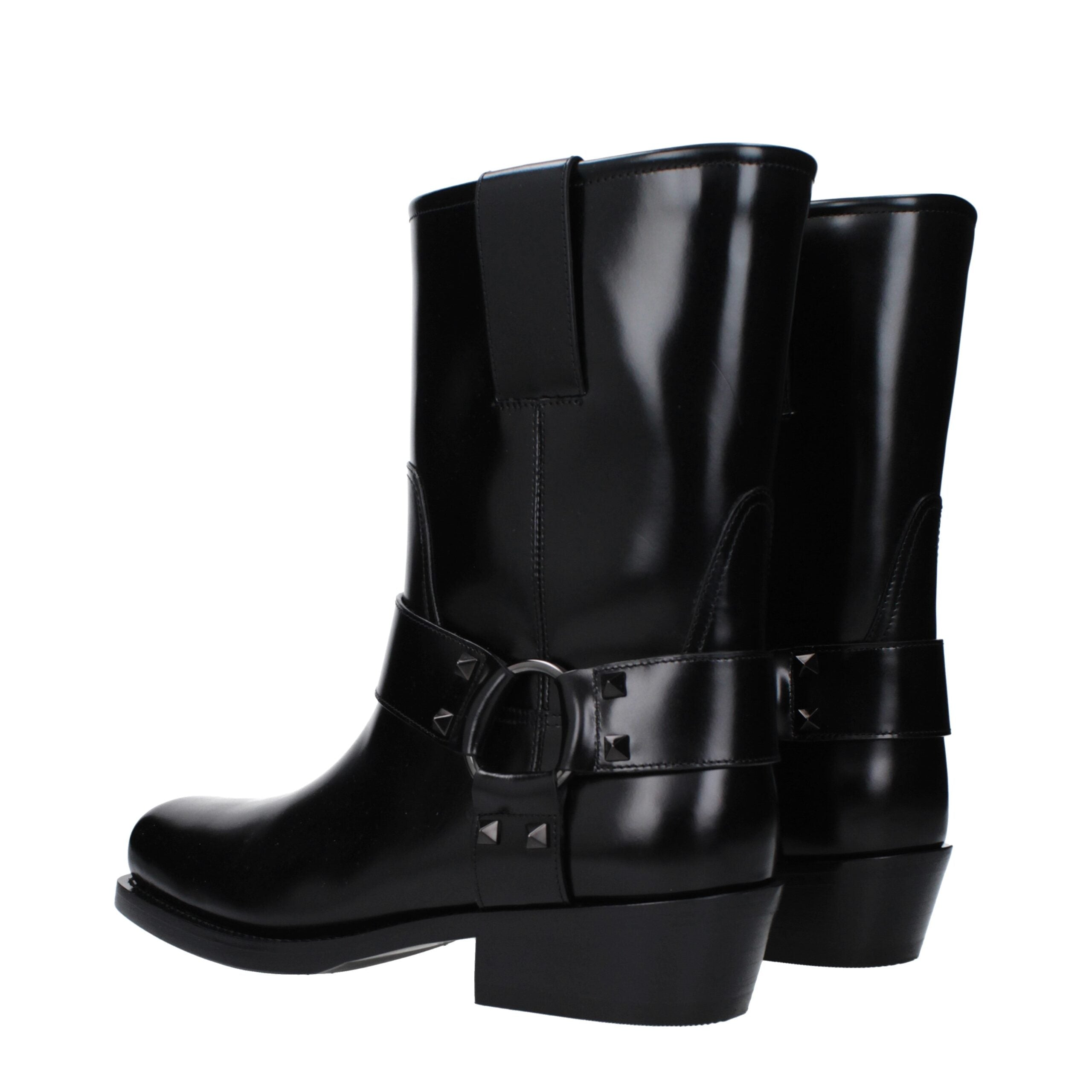 Bottines en cuir noir Valentino Garavani
