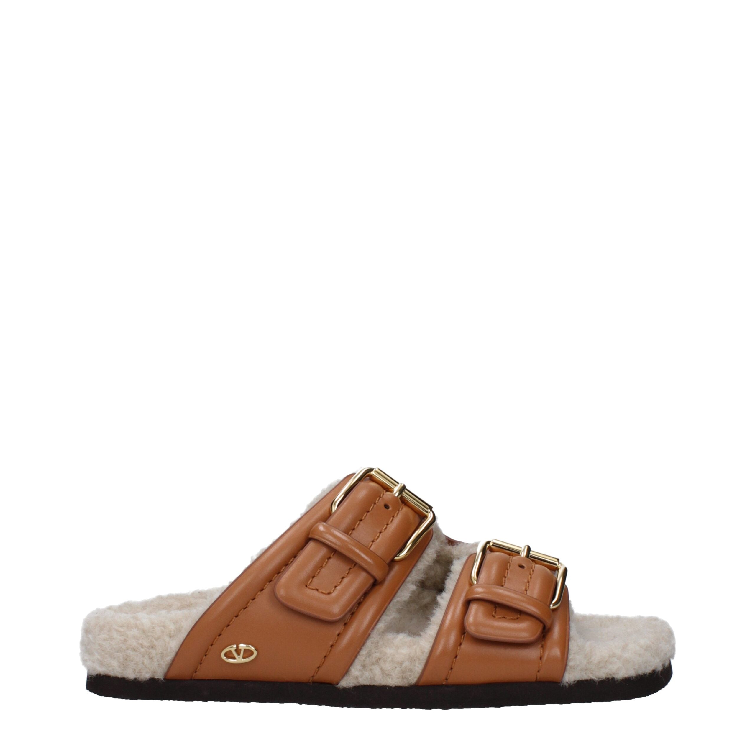 Valentino Garavani Pantoufles en cuir marron