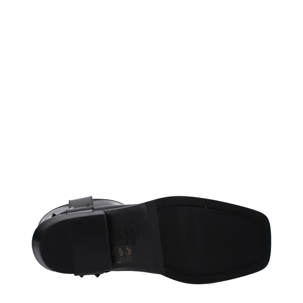 Bottines en cuir noir Valentino Garavani