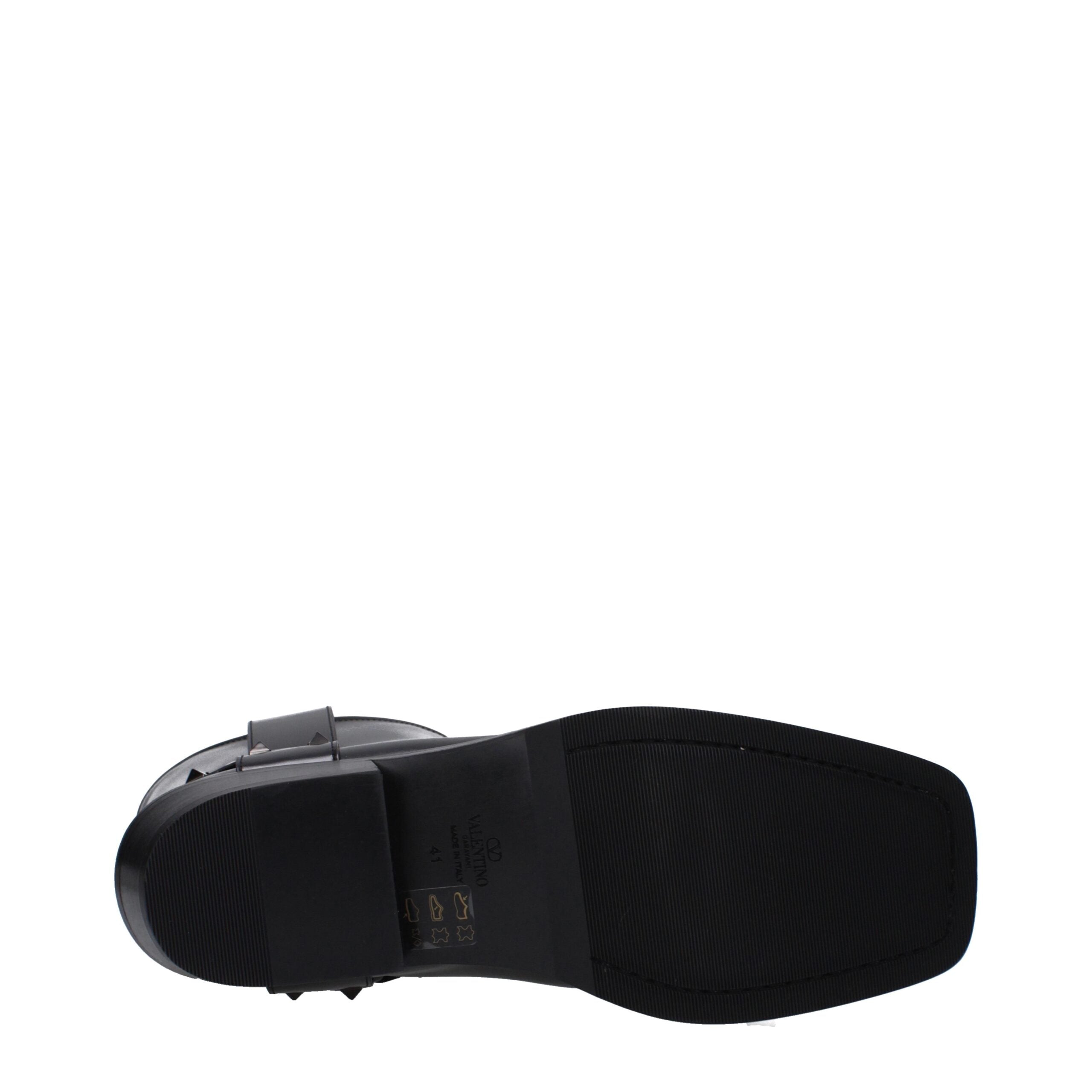 Bottines en cuir noir Valentino Garavani
