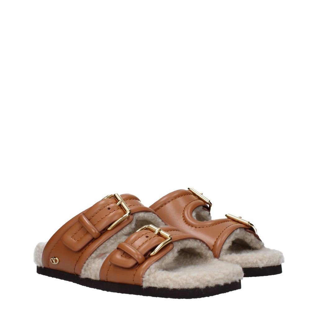 Valentino Garavani Pantoufles en cuir marron