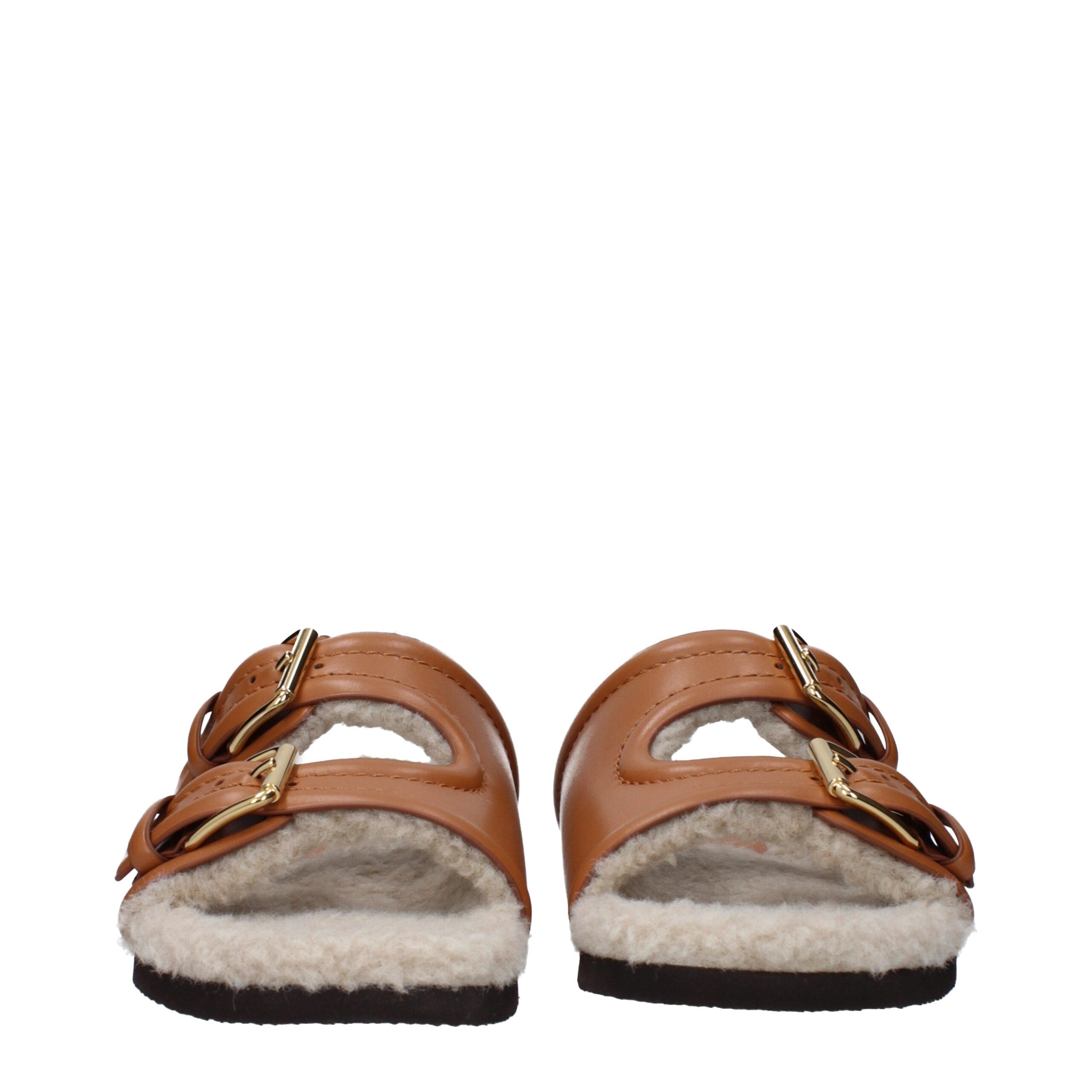 Valentino Garavani Pantoufles en cuir marron