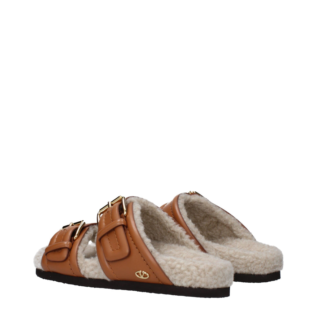 Valentino Garavani Pantoufles en cuir marron