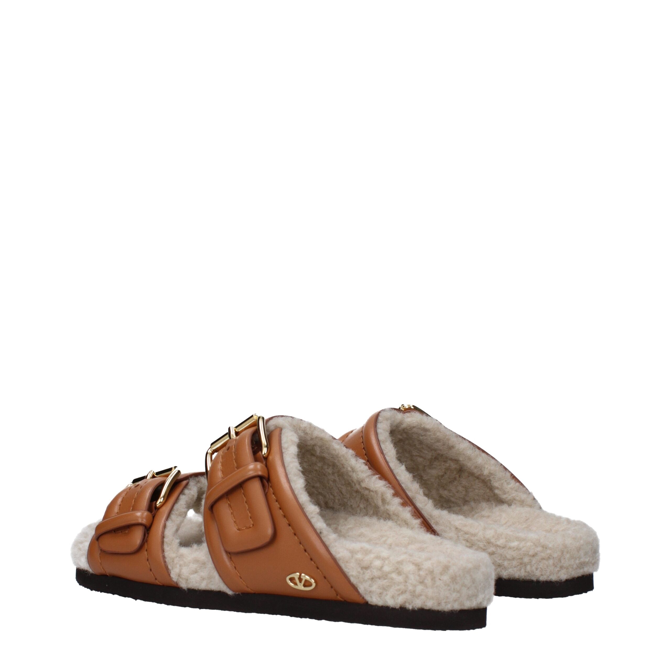 Valentino Garavani Pantoufles en cuir marron