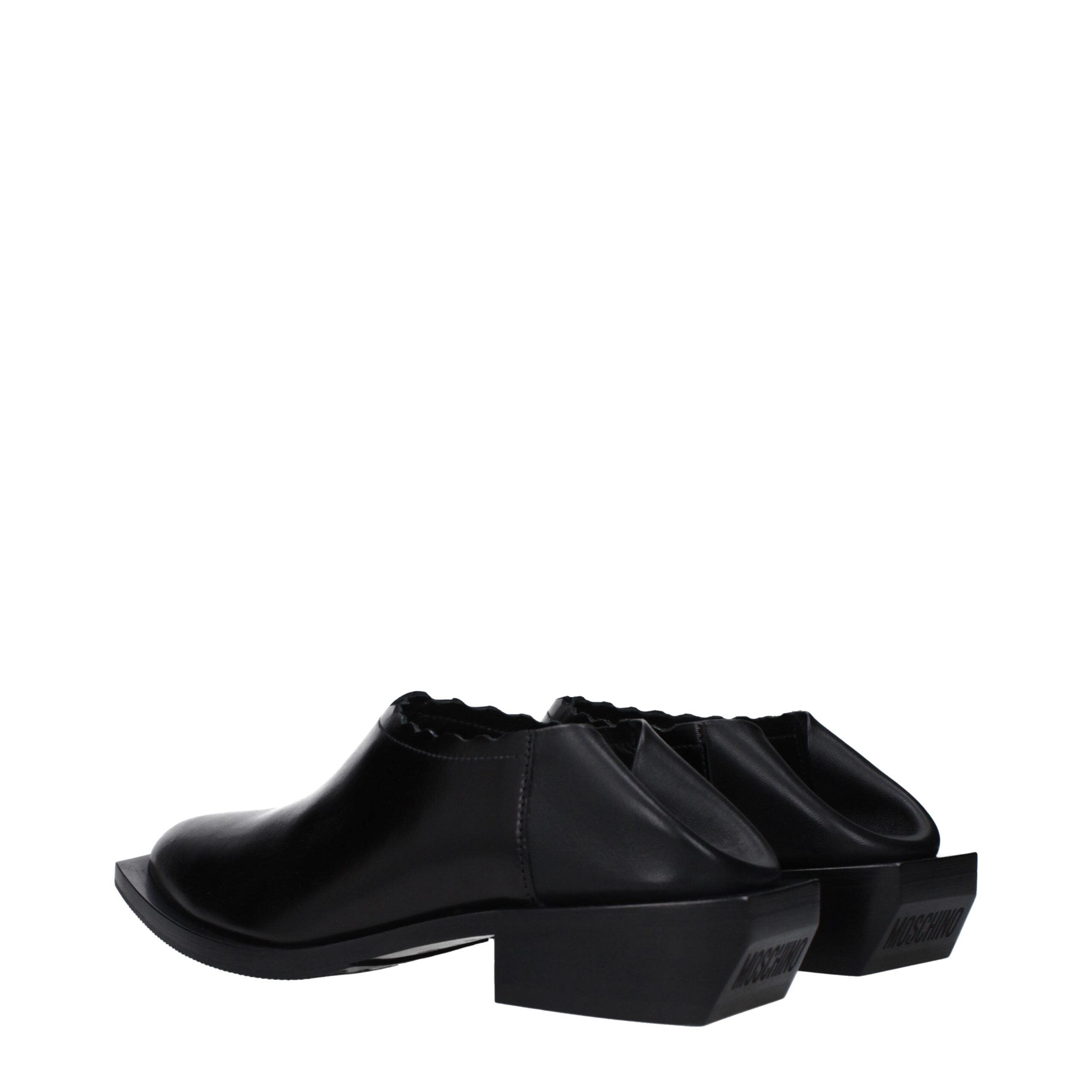Moschino Mules en Cuir Noir