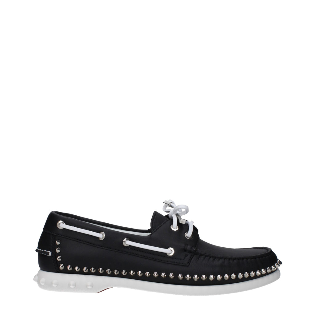 Mocassins à enfiler en cuir noir Christian Louboutin