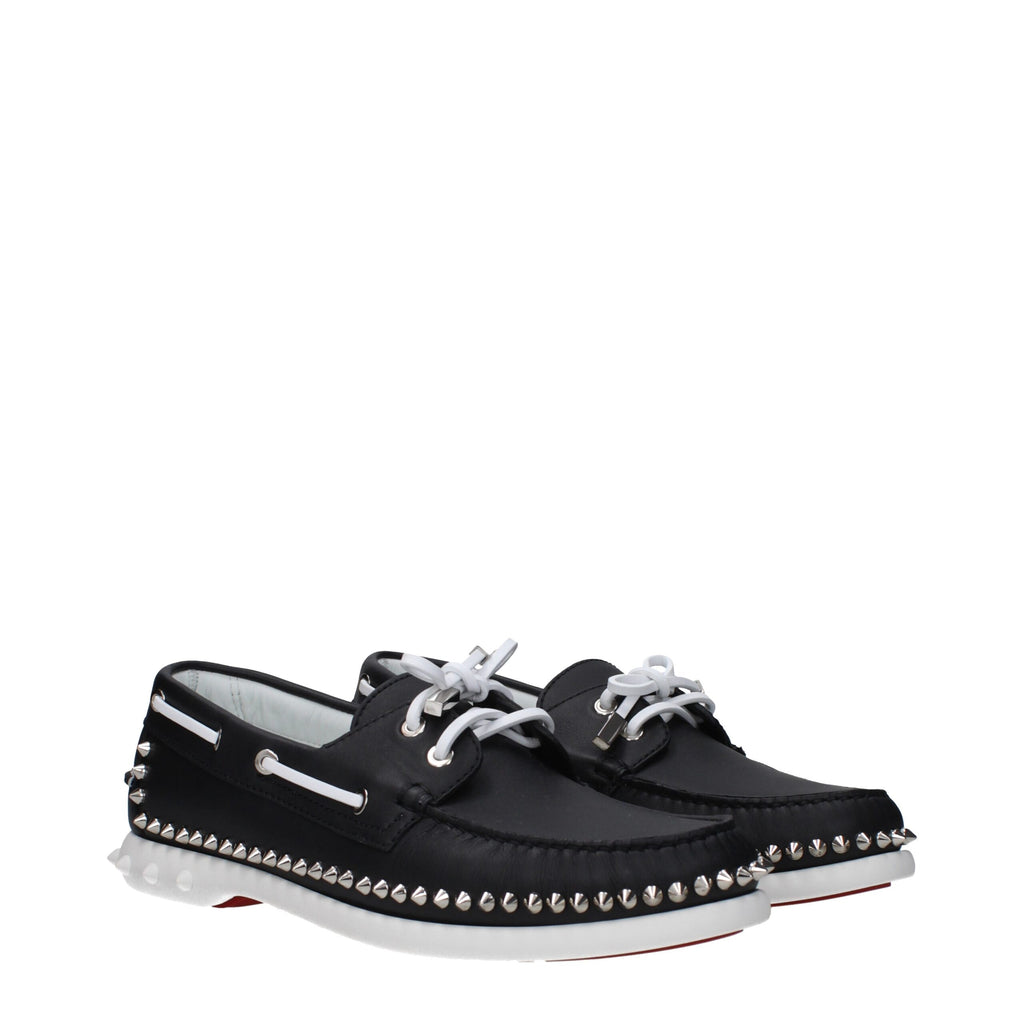 Mocassins à enfiler en cuir noir Christian Louboutin