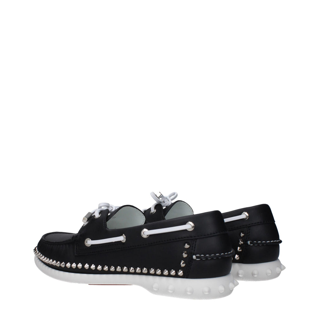 Mocassins à enfiler en cuir noir Christian Louboutin