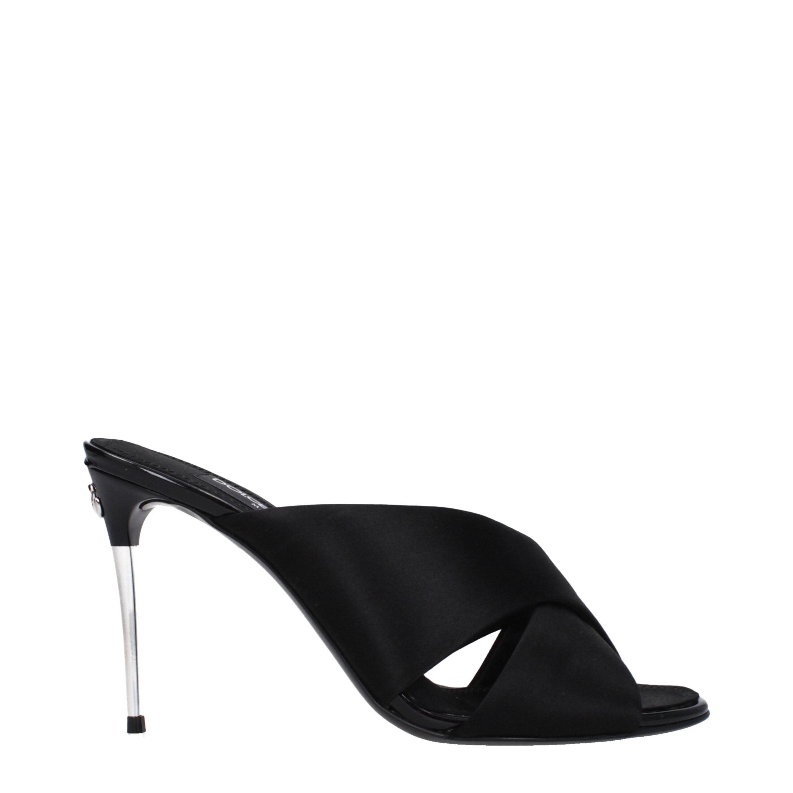 Sandales Dolce & Gabbana en satin noir à talon aiguille