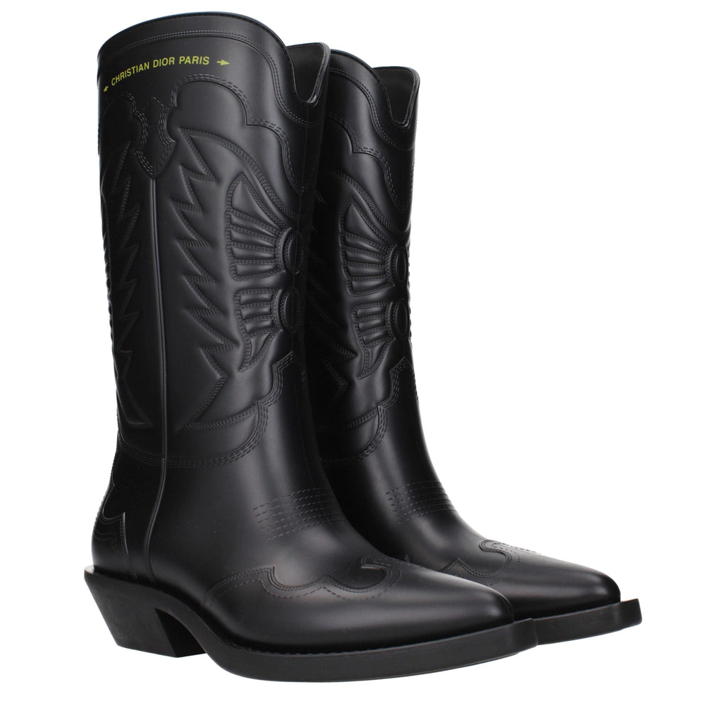 Bottes Christian Dior en coton noir